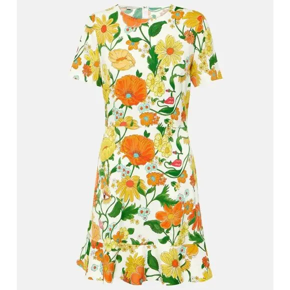 Stella McCartney Floral Mini Dress Sustainable Viscose Sz 44 NWT Spring Summer - Picture 1 of 16